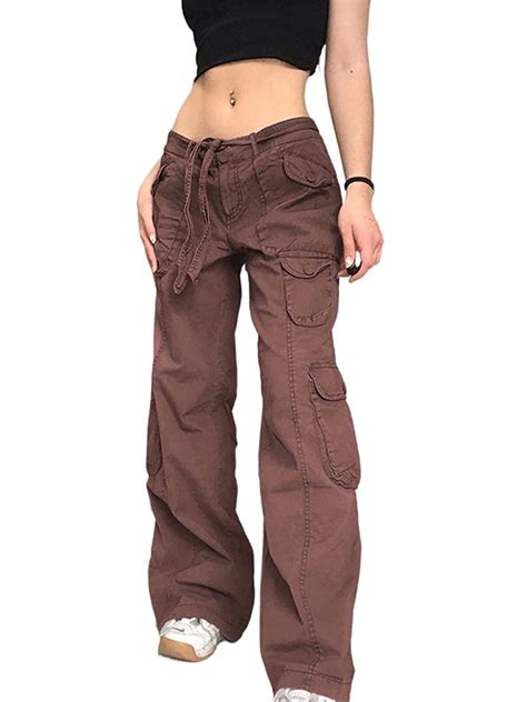 Y2K Grunge Cargo Pants For Women Low Waist Boyfiend Baggy Jeans Vintage