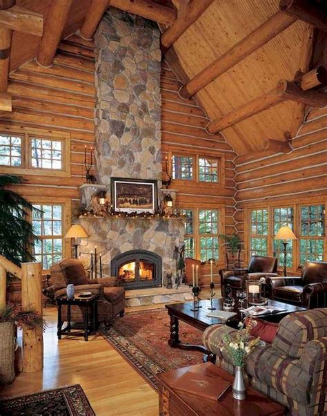 60 Stunning Log Cabin Homes Fireplace Design Ideas In 2020 Home
