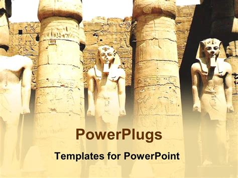Powerpoint Template Ancient Egyptian Pharoah Statues With Columns