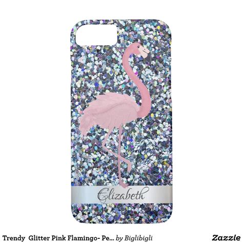 Trendy Glitter Pink Flamingo Personalized Case Mate Iphone Case