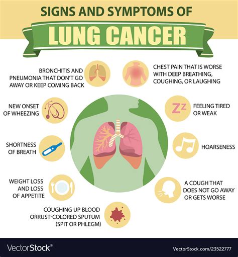 Signs And Symptoms Lung Cancer Detailed Royalty Free Vector