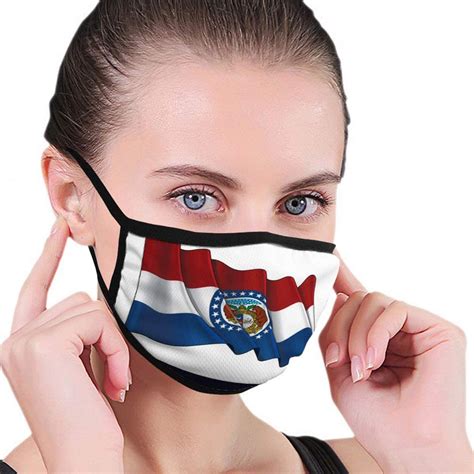 Amazon Com NYNELSONG Breathable Mouth Shield With Elastic Ear Loop Waving Flag State Missouri