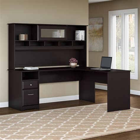 Bush Furniture Cabot 72w L Shaped Computer Desk With Hutch And Drawers