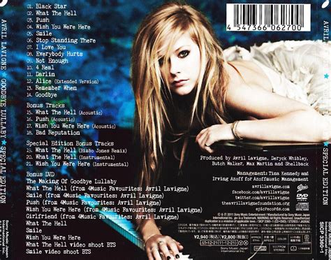Carátula Trasera de Avril Lavigne Goodbye Lullaby Special Edition Portada