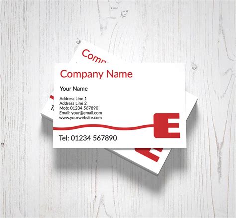 Tap your card on a phone and a link opens with your contact details. E For Electrician Business Cards | Customise Online Plus Free Delivery | Putty Print