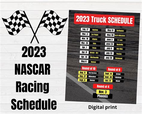 2023 Nascar Cup Race Schedule Stock Car Racing 2023 Etsy