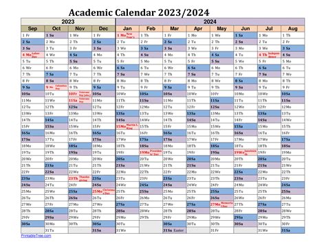 Free Printable Academic Calendar 2023 To 2024 Templates Printable Tree