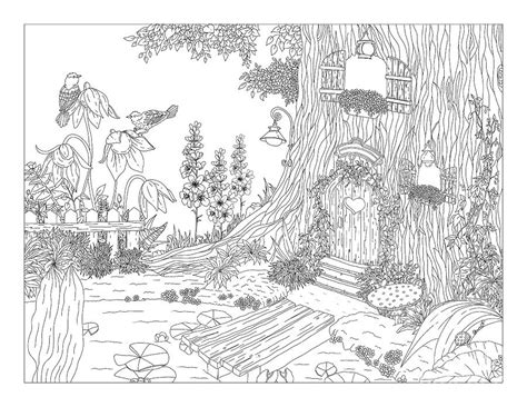 Magical Forest Coloring Page Drawing By Lisa Brando Fine Art America