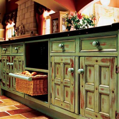 Chalk painted kitchen cabinets were all the rage several years ago. Great rustic look. You can get this with Chalk Paint ...