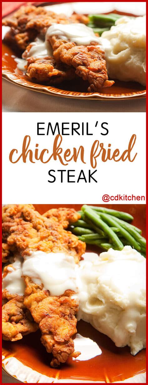 Crisp fried chicken smothered in a spicy, creamy gravy. Emeril's Chicken Fried Steak Recipe | CDKitchen.com