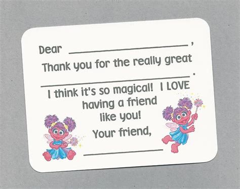 abby cadabby fill in the blanks thank you notes great for sesame street fans thank you notes