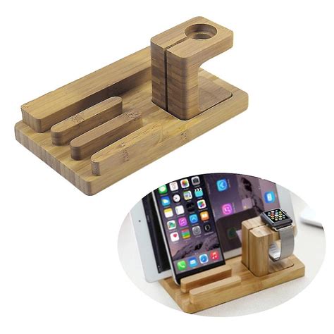 Bamboo Wood Charging Station 4usb Charging Stand For Phone For Apple