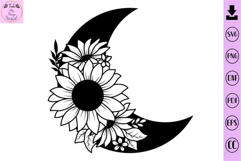 Floral Moon Svg Flower Svg Sunflower Graphic By Tadashop Design
