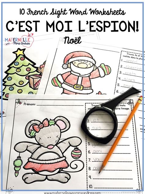 French Christmas Sight Word Reading And Writing Practice Les Mots