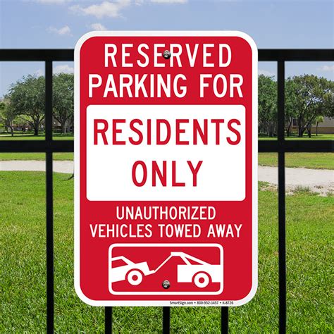 Reserved Parking For Residents Only Sign Sku K 8726