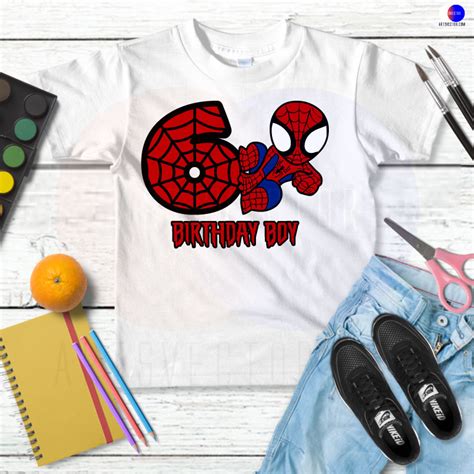 6th Birthday Boy Spiderman Birthday SVG PNG EPS DXF AI - Arts Vector