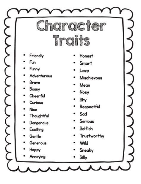 Describe Characters Worksheet 1st Grade