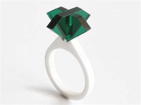 Laser Cut Acrylic Solitaire Emerald Ringemerald By Lohnjewelry Geek