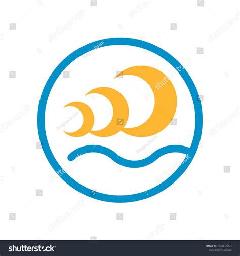 Crescent Moon Waves Logo Template Vector De Stock Libre De Regalías