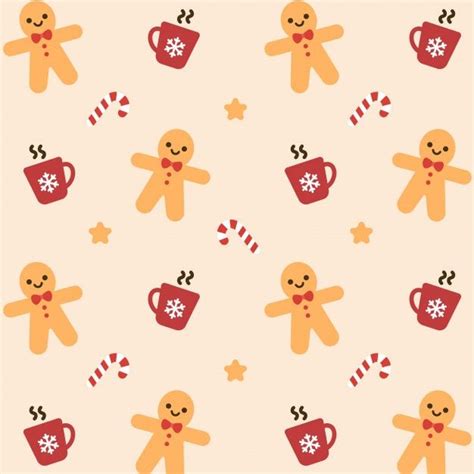 Seamless Pattern With Gingerbreads And Hot Chocolate