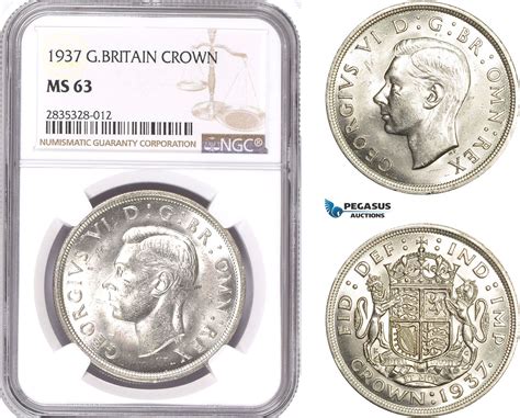 Great Britain Crown 1937 George Vi Ngc Ms63 Ma Shops