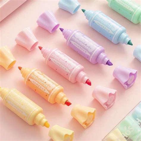Dual Tip Pastel Candy Highlighters Set Of 6 Pastel Candy