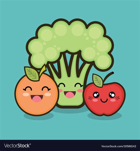 Set Cartoon Fruit Vegetable Design Royalty Free Vector Image