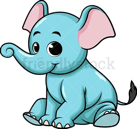 Cute Baby Elephant Cartoon Vector Clipart Friendlystock