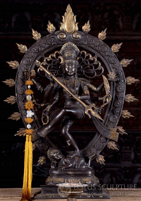 Balinese Brass Dancing Shiva As Lord Nataraja Statue With Large Oval