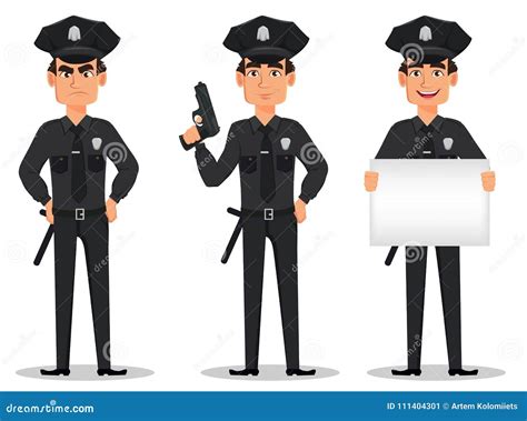 Oficial De Policía Policía Sistema Del Poli Del Personaje De Dibujos