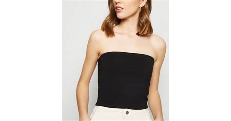 Black Cropped Bandeau Top New Look