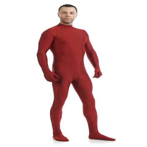 24hours lycra spandex turtleneck unitard mens full body zentai suit hoodless footed zipper tight
