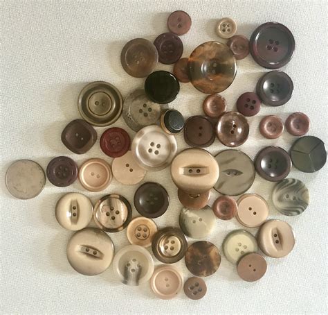 A Lot Of 47 Vintage Plastic Buttons Earth Tones Etsy