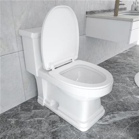 Casainc White Compact Elongated Comfort Height 1 Piece Dual Flush