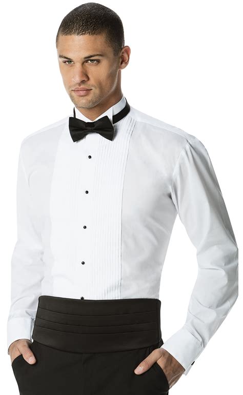 Luxe Microfiber Men S Regular Fit Inch Pleated Tuxedo Shirt Wing