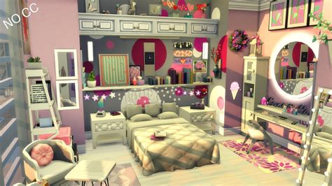 🌺 Girly Bedroom 👩 Sims 4 Speed Build Stop Motion No Cc Youtube