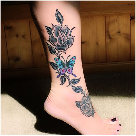 Ankle Tattooblackrosesbutterfly Butterfly Tattoo On Shoulder Ankle