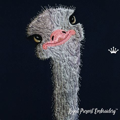Machine Embroidery Design Ostrich 2 Sizes Royal Present Embroidery