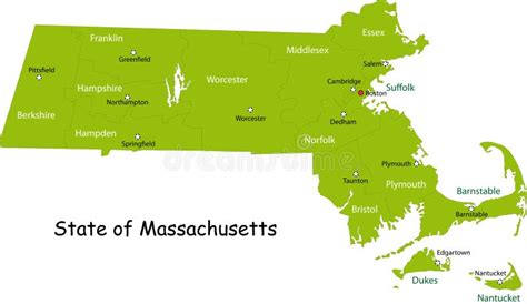 Massachusetts Ma State Map Usa With Capital City Star At Boston Black
