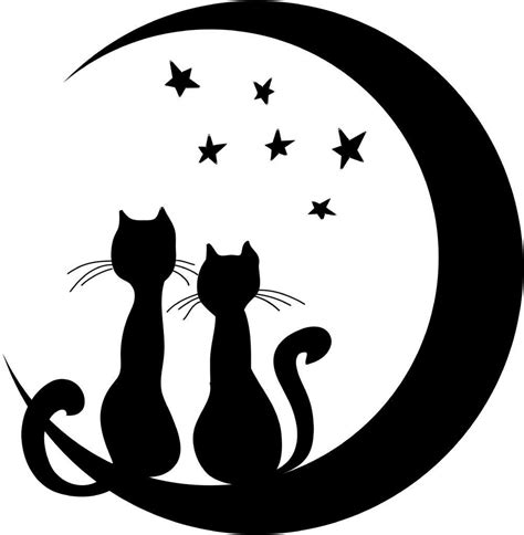 Cats Sitting On The Moon Wall Decal Vinyl Wall Stickers Moon Decal