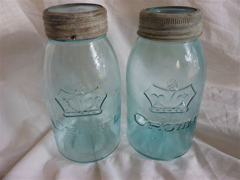 Details About 2 Vintage Ball Perfect Mason Blue Aqua Canning Jars Zinc
