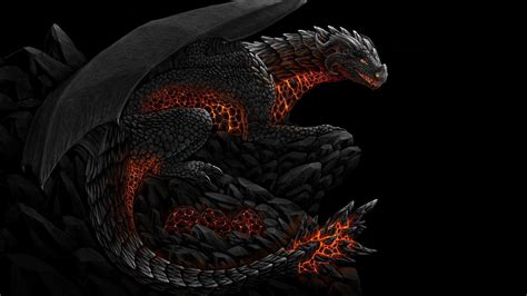 Black And Red Dragon Illustration Hd Wallpaper Wallpaper Flare