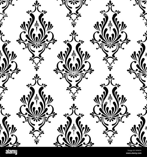 Vector Black And White Floral Damask Seamless Pattern Stock Vector