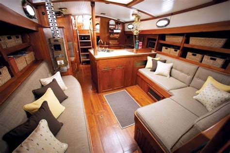 One with full cabin extending to the side with high decks would roll over much easier. Sailboat Interior | Galetea interior redo for ...
