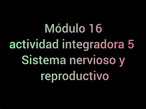 Módulo 16 actividad integradora 5 Sistema Nervioso y Reproductivo YouTube