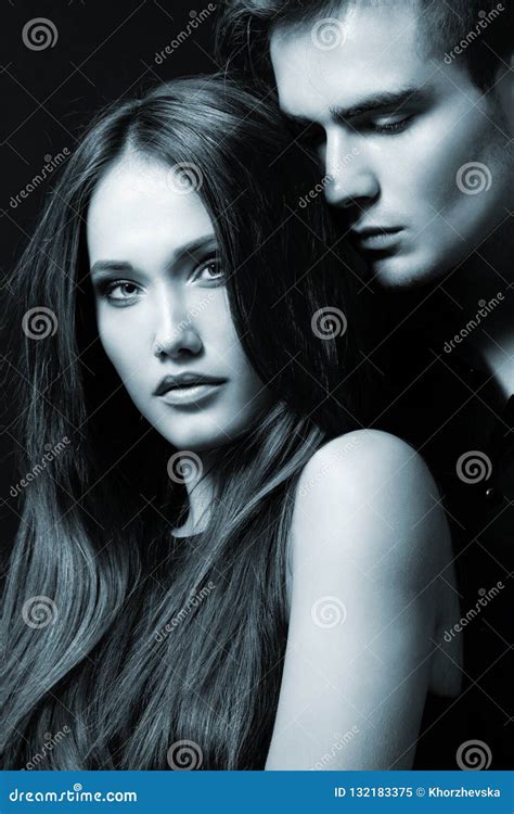 Passion Couple Beautiful Young Female And Male Faces Close Stock Image Image Of Chin Lady