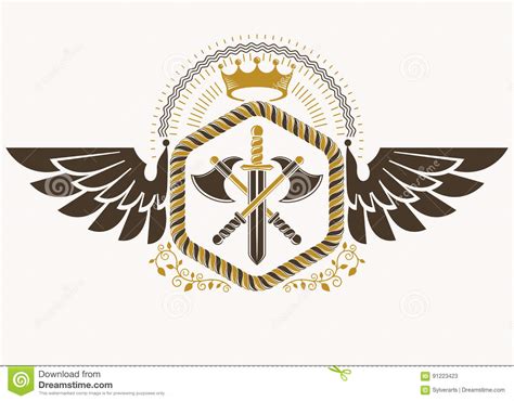 Classy Emblem Made With Eagle Wings Decoration Armory And Royal Stock