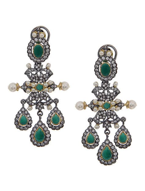 Sabyasachi Inspired Emerald Green Victorian Polki And Pearls Etsy