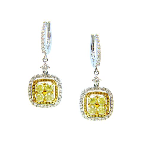 4 45 Carats Fancy Light Yellow Diamond Gold Three Tier Dangle Earrings