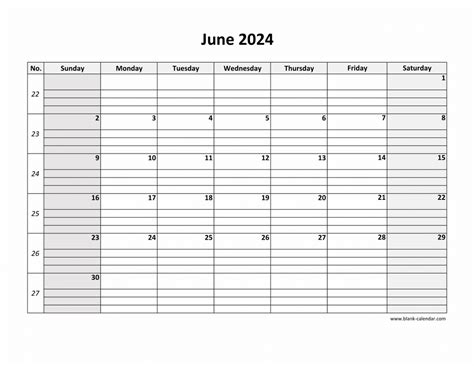 Free Download Printable June 2024 Calendar Large Box Grid Space For Notes